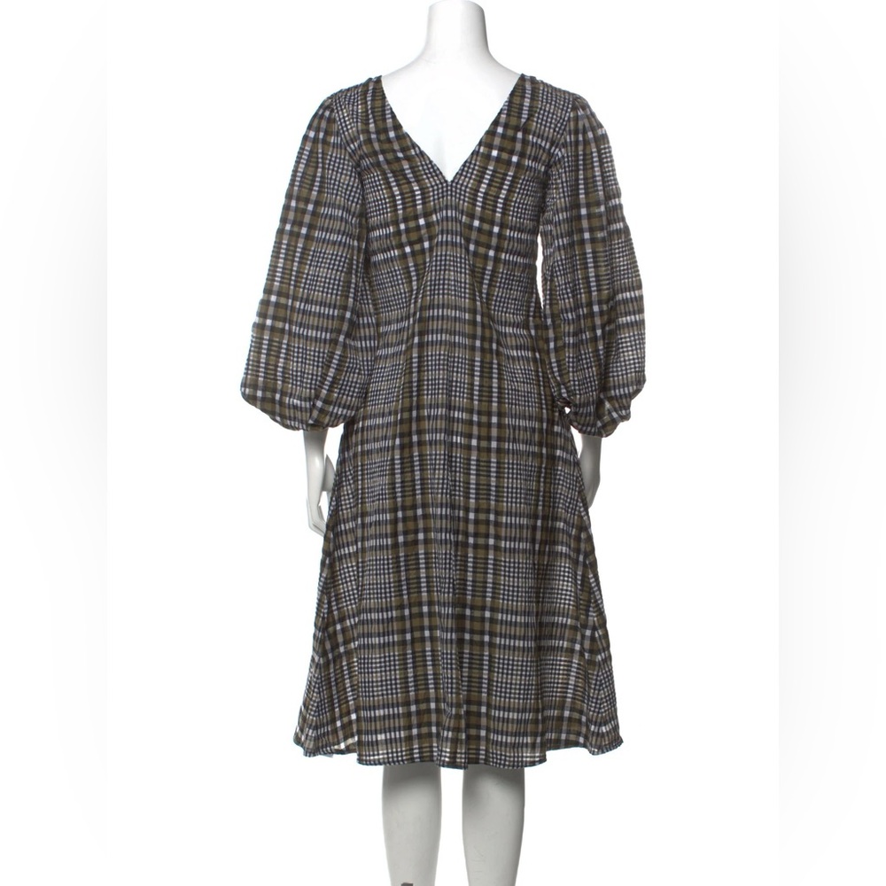 Ganni Seersucker Check Dress in Kalamata - Picture 7 of 8